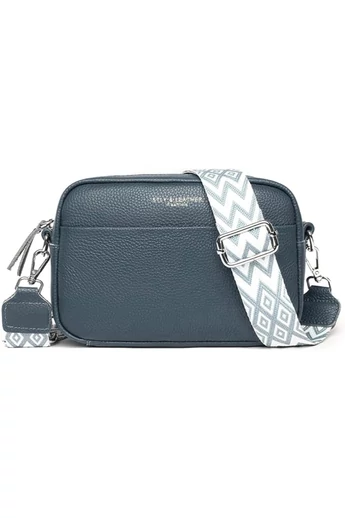 Modrosivá crossbody kabelka Bonluo z přírodní kůže Malá velikost (15*20*7cm)